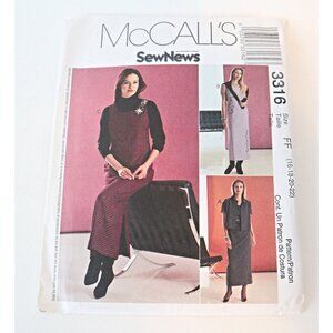 McCall's 3316 Sewing Pattern Misses' Dress Jumper Skirt Jacket Size 16 18 20 22